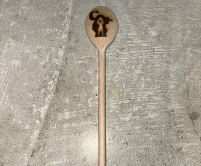 12” Small Wooden Spoon with Engraved Characters - image2